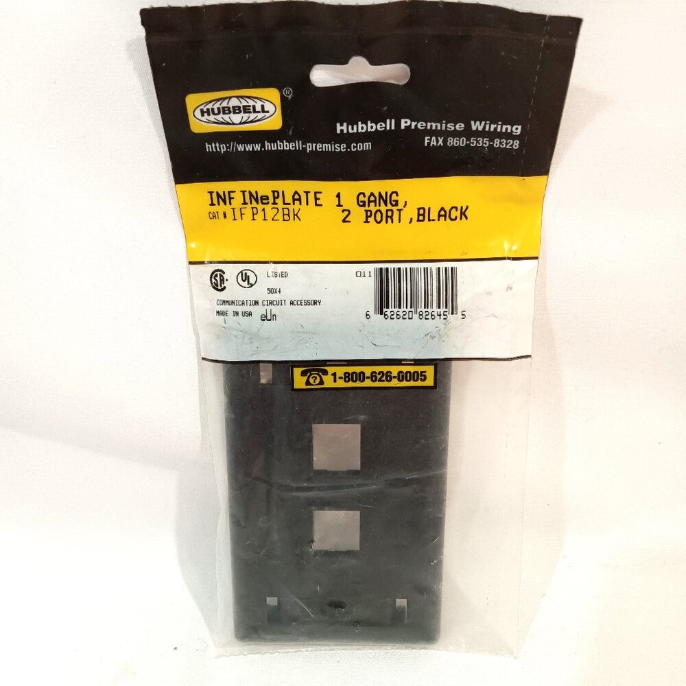 Hubbell Premise Wiring INFINePLATE 1 Gang 2 Port Black Color Wall Plate